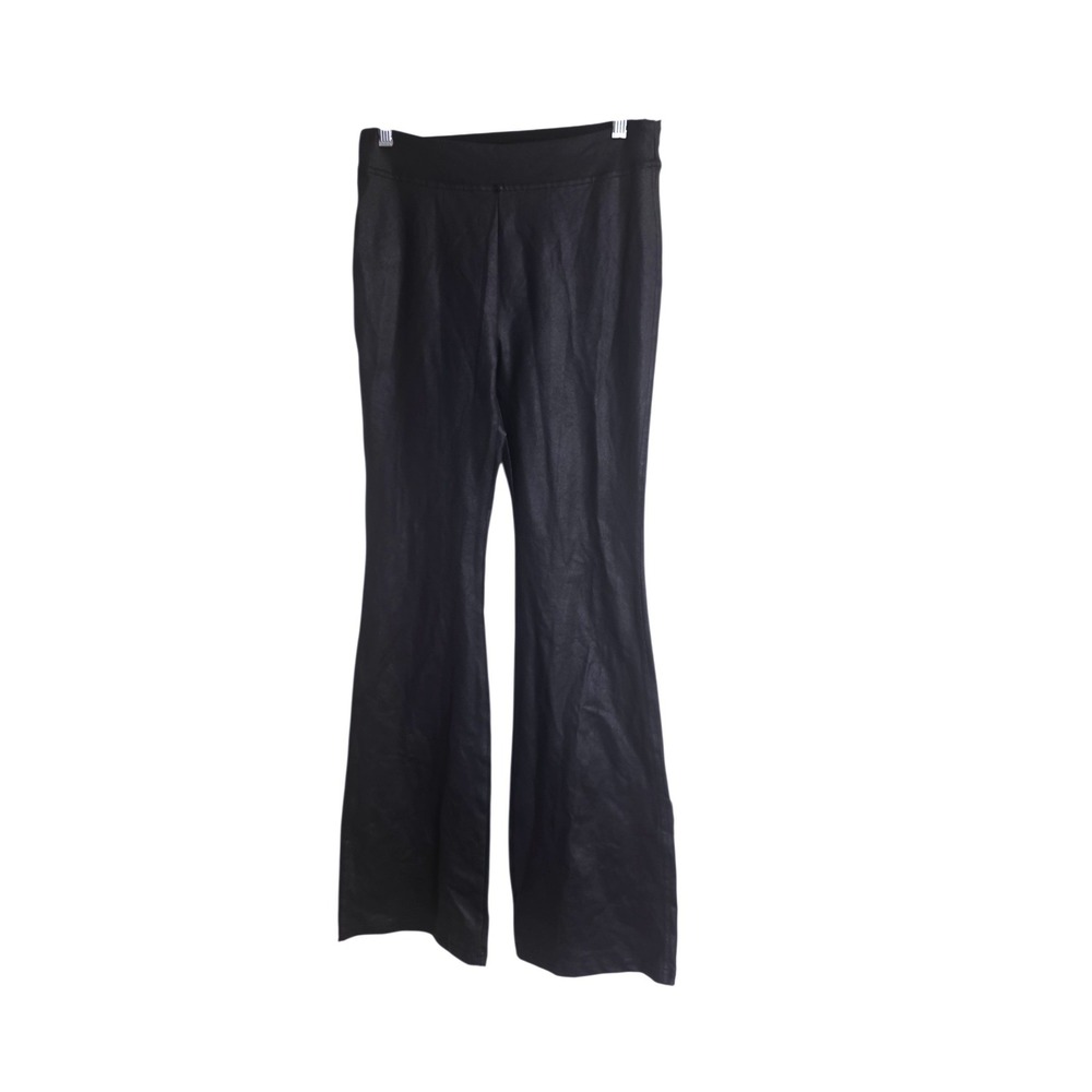 Serra Womens Black Faux Leather Flare Pants High Rise Bell Bottom Medium
